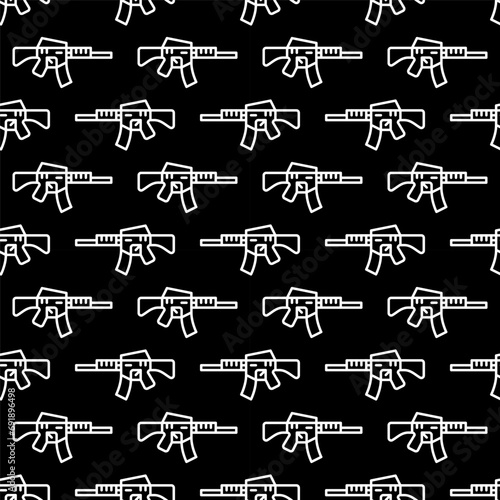 Automatic Rifle vector concept linear dark seamless pattern. Assault Rifle background photo