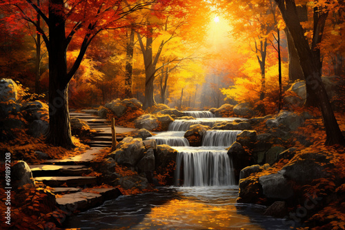 waterfall in autumn