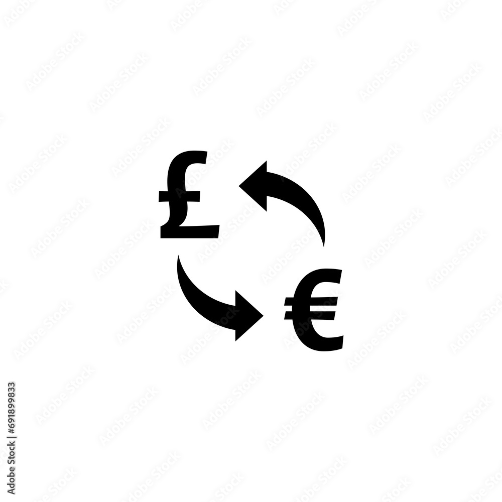 Exchange Pound to Euro icon isolated on white background Exchange Pound to Euro icon isolated on white background