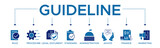 Guideline banner web icon vector illustration concept with icon of rule procedure legal document standard administration advice finance marketing.
