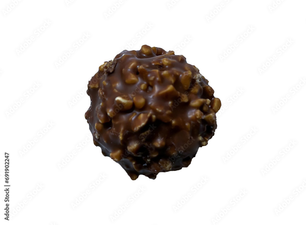 Chocolate and nuts rounded desert isolated on a white transparent background Chocolate and nuts rounded desert isolated on a white transparent background