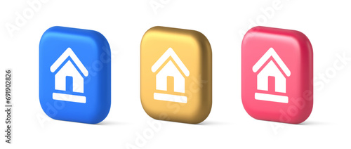 Homepage main page cyberspace address button web interface menu emblem 3d realistic icon
