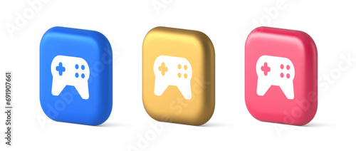 Gamepad controller virtual gaming connect button joystick joypad web app 3d realistic icon