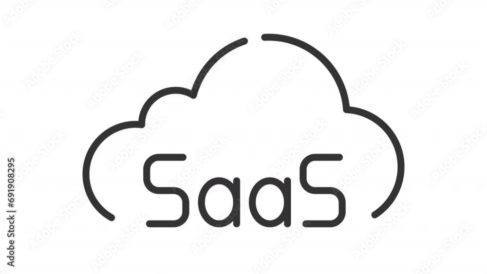 2D black creative thin line animation of SaaS icon, HD video with transparent background, seamless loop 4K video representing cloud computing. 2D black creative thin line animation of SaaS icon, HD video with transparent background, seamless loop 4K video representing cloud computing.