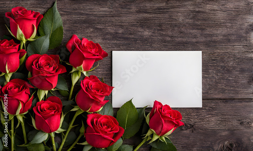 Valentine's Day love: Roses and blank greeting card