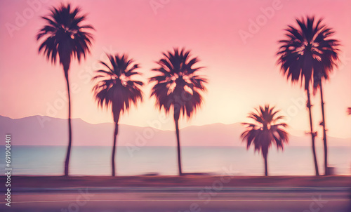 Silhouetted palm shapes in vibrant hues © karandaev