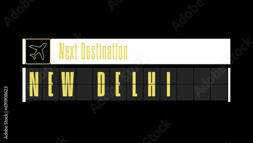 Pantalla de información de destinos internaciones: New Delhi