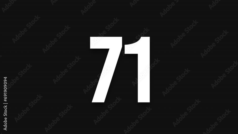 Pixel numeral 71, number seventy one, alpha channel Pixel numeral 71, number seventy one, alpha channel