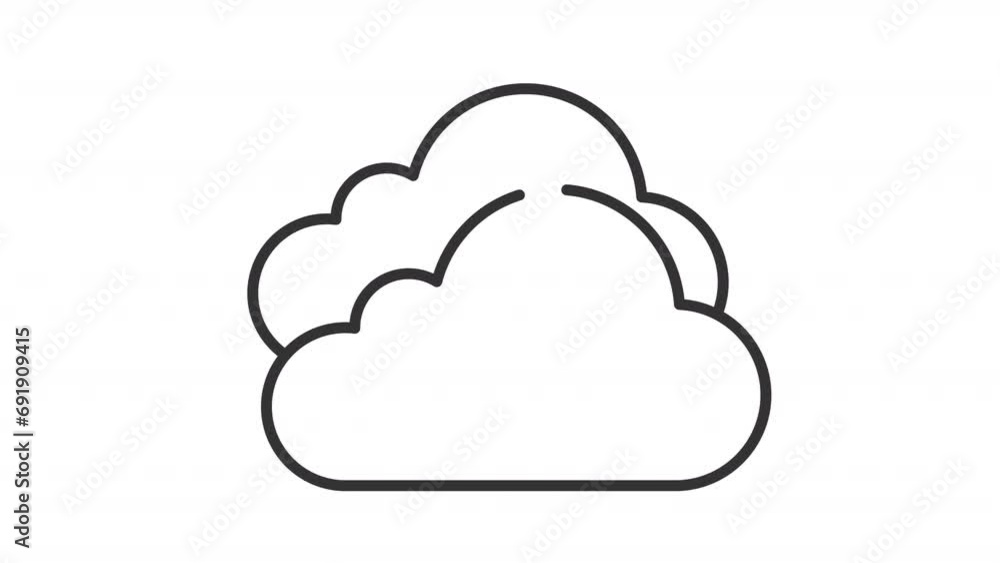 2D black creative thin line animation of multicloud icon, HD video with transparent background, seamless loop 4K video representing cloud computing. 2D black creative thin line animation of multicloud icon, HD video with transparent background, seamless loop 4K video representing cloud computing.