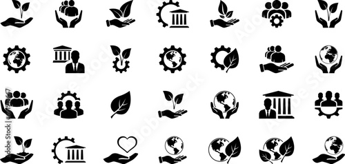 Environmental  Social and Governance icons set as ESG concept