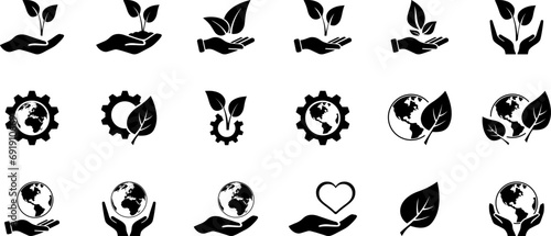 Environmental icons set as an environmental conservation or renewable resources as ESG concept #691910669