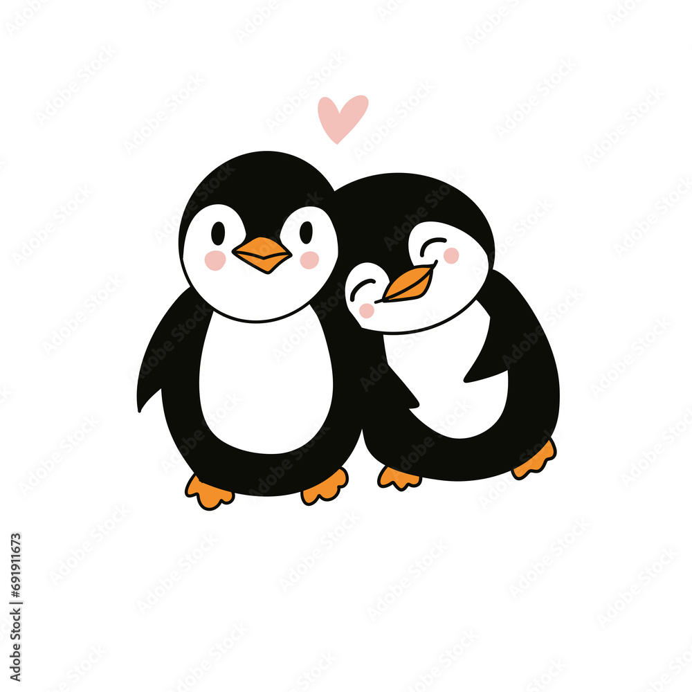 Naklejka premium penguins in love
