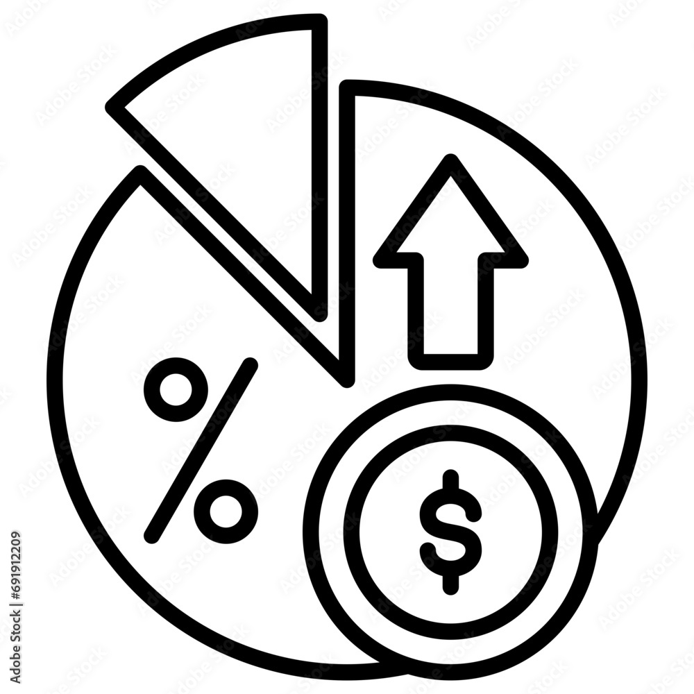 Profit Pie icon in outline style. Profit Pie icon in outline style.