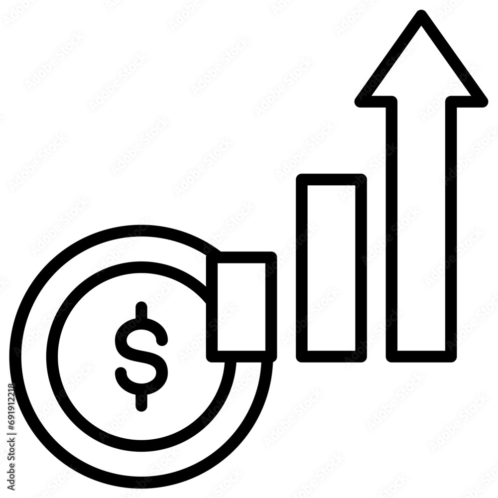 Wealth Up icon in outline style. Wealth Up icon in outline style.