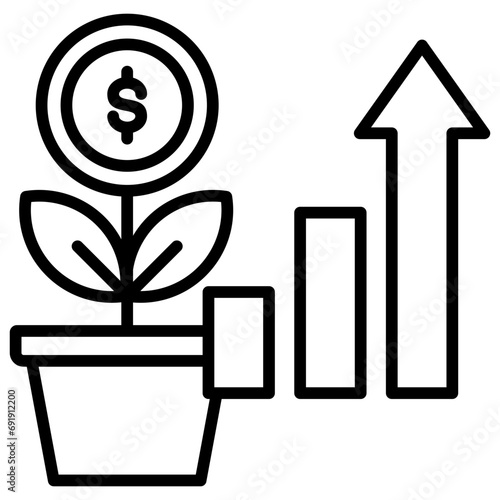 Investment Gain icon in outline style.