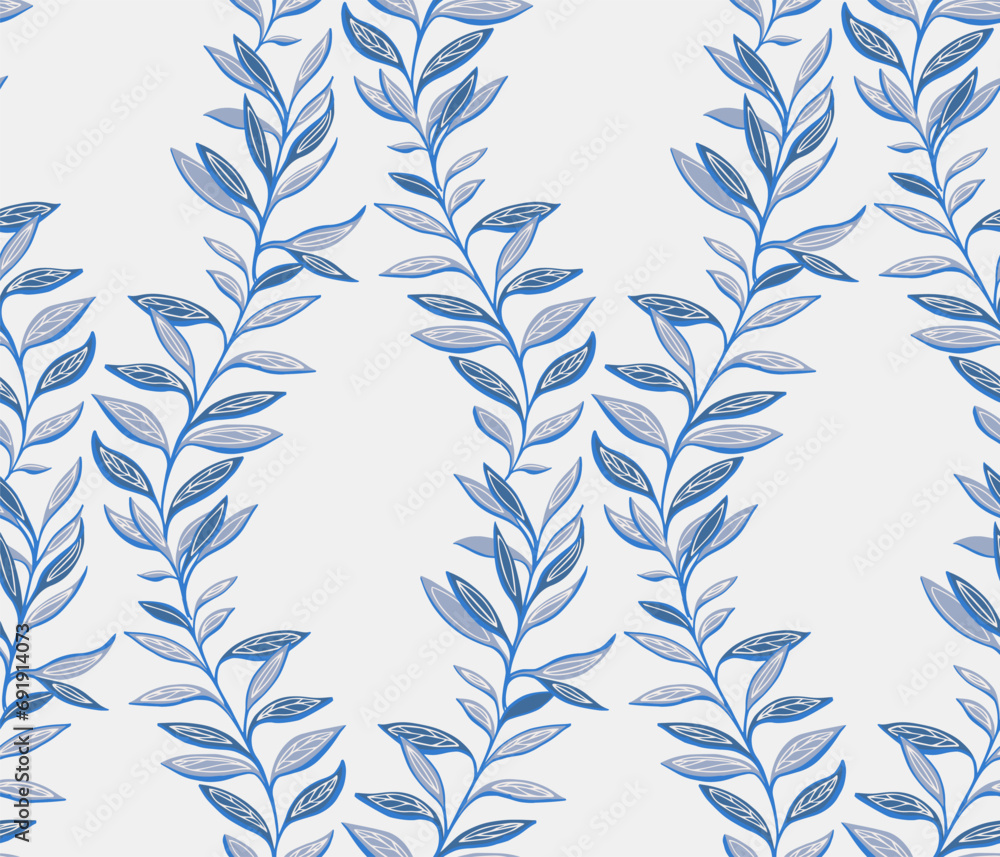 Creative leaf stems light seamless pattern. Abstract, modern, blue leaves print. Vector hand drawn. Template for design, textile, fashion, fabric, wallpaper Creative leaf stems light seamless pattern. Abstract, modern, blue leaves print. Vector hand drawn. Template for design, textile, fashion, fabric, wallpaper