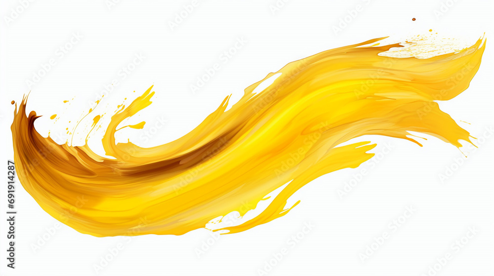 Fototapeta premium Vivid Elegance: Yellow Watercolor Brush Strokes Isolated on Transparent Background