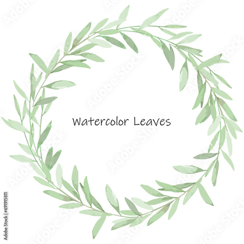 Watercolor green leaves elements. Collection botanical vector isolated on white background suitable for Wedding Invitation  save the date  thank you  or greeting card.