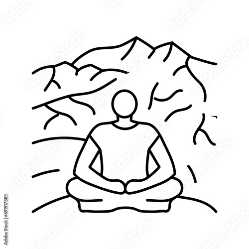 mountain retreat taoism line icon vector. mountain retreat taoism sign. isolated contour symbol black illustration
