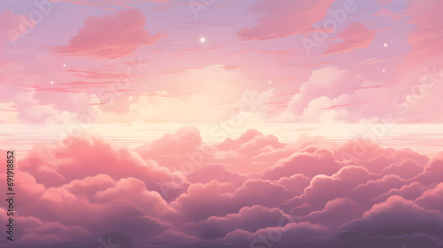 Dreamlike Clouds and Sky in Pink Tones