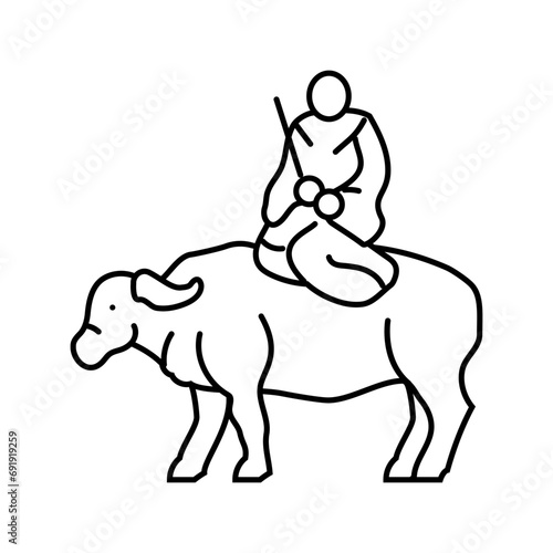 laozi ox taoism line icon vector. laozi ox taoism sign. isolated contour symbol black illustration