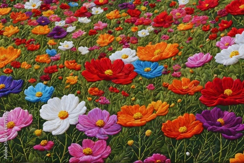 Vintage Multicolored Flowers of Paradise  JPG 300Dpi 10800x7200 