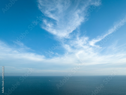 Aerial view of beautiful sea wave and sky