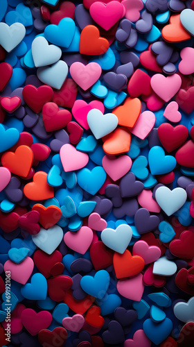 Colorful hearts background for Valentine's day. 