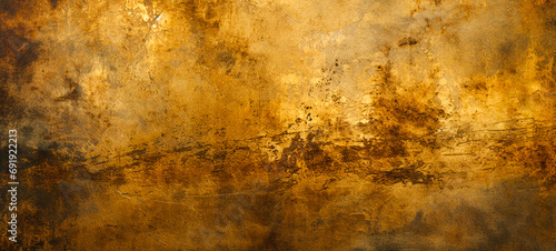 Rusty metal wall with a lot of scratches and dents. Metal gold wall, brass wall Background, For art texture, presentation design or web design and web background. photo