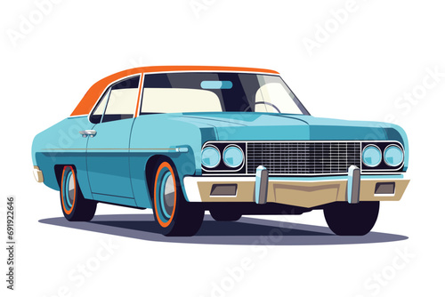 Vintage Retro American car vector art illustration classic car design © baobabay