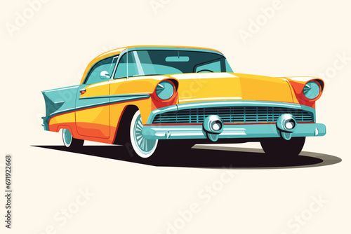 Vintage Retro American car vector art illustration classic car design