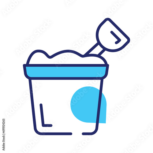 Sand bucket icon represents a small pail used for carrying and playing with sand at the beach or in a sandbox