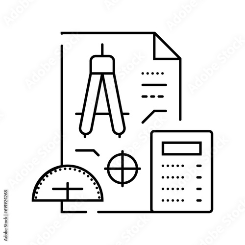 precision drafting architectural drafter line icon vector. precision drafting architectural drafter sign. isolated contour symbol black illustration