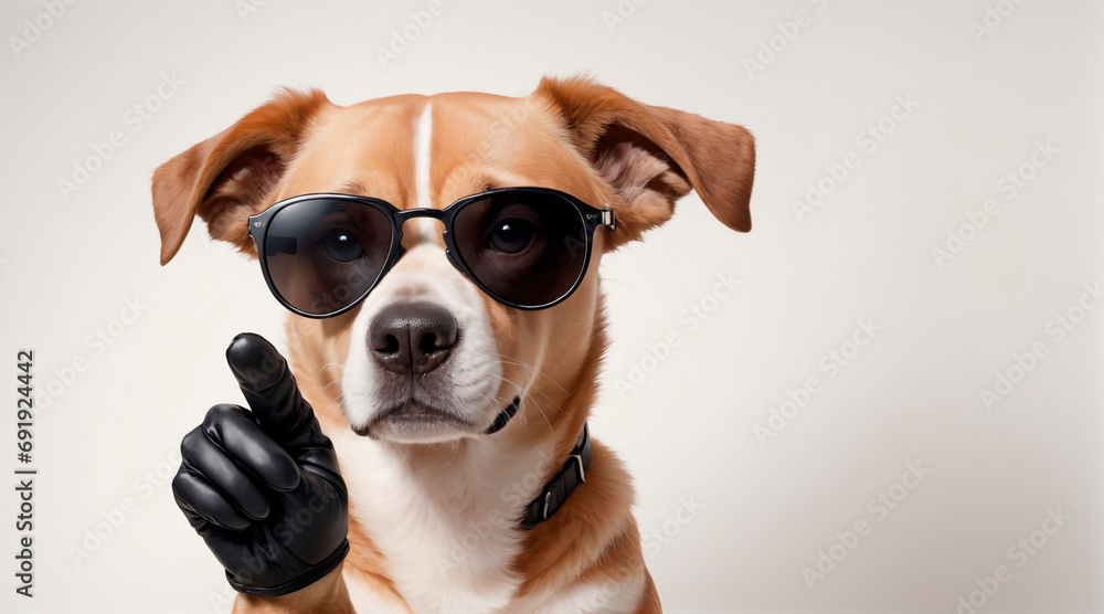 A dog wearing sunglasses that says 'dog on it'