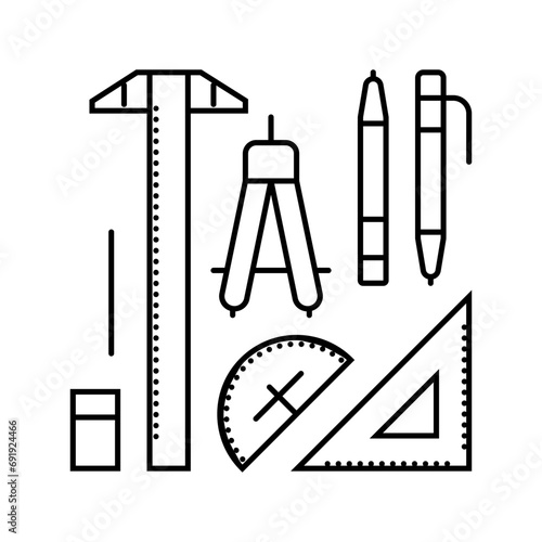 drafting tools architectural drafter line icon vector. drafting tools architectural drafter sign. isolated contour symbol black illustration