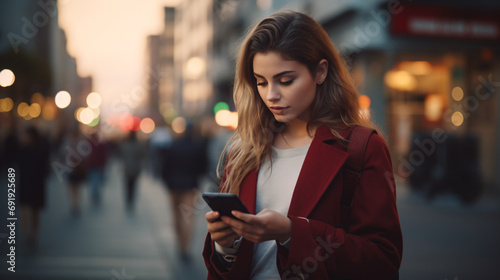 Elegant young woman holding a smartphone