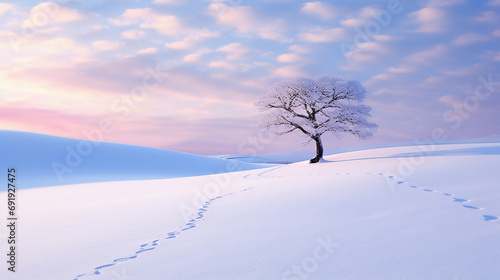 tree in snow HD 8K wallpaper Stock Photographic Image 