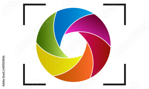colorful lens template. camera lens icon symbol design