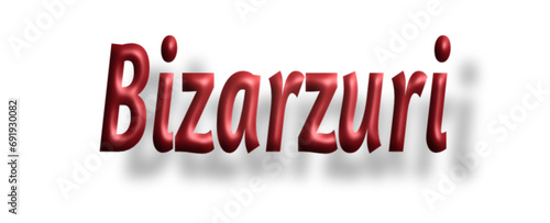 Bizarzuri - iSanta Claus - lettering - red color, embossed tubular font, transparent background, holiday party design, vector project - Christmas time 