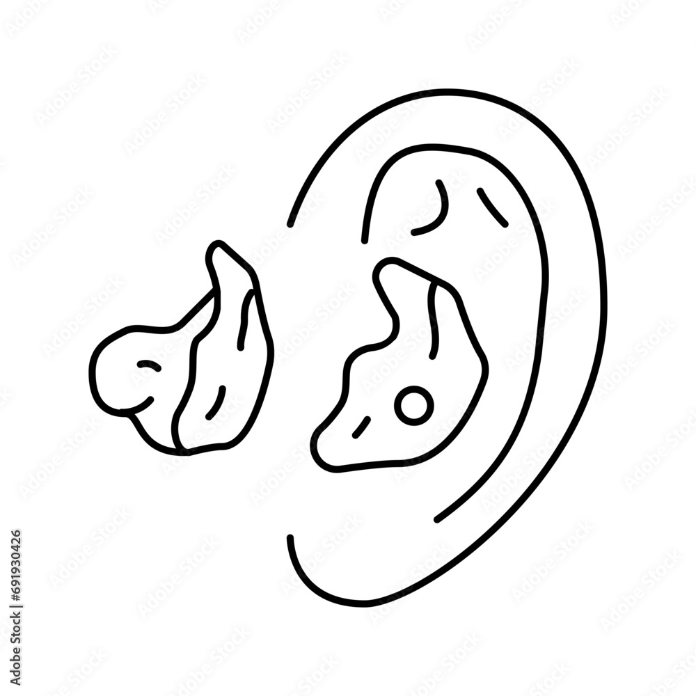 ear mold audiologist doctor line icon vector. ear mold audiologist doctor sign. isolated contour symbol black illustration