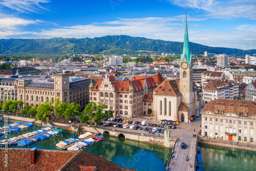 Zurich, Switzerland Cityscape on the Limmat River photo