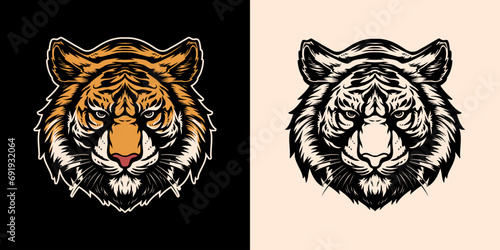 Isolated Vector of angry tiger head design. T-shirt graphic