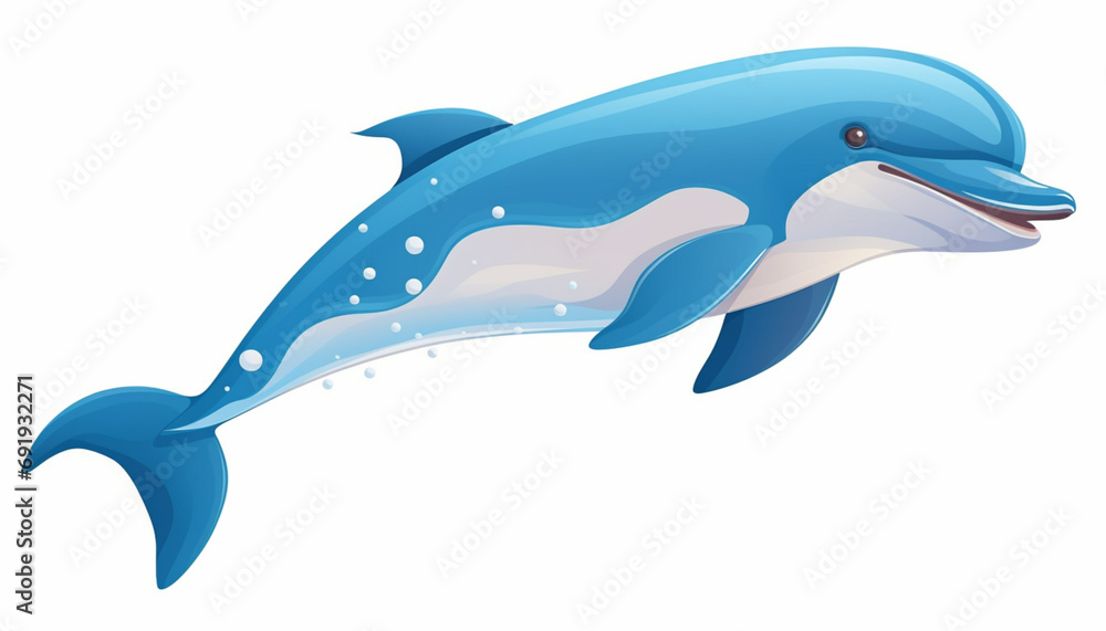 Obraz premium Cute dolphin jumping isolated on white background