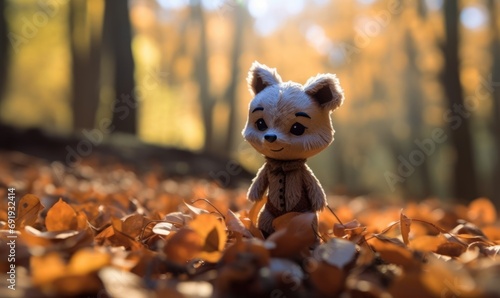 A cute furry mascotte animal in the forest