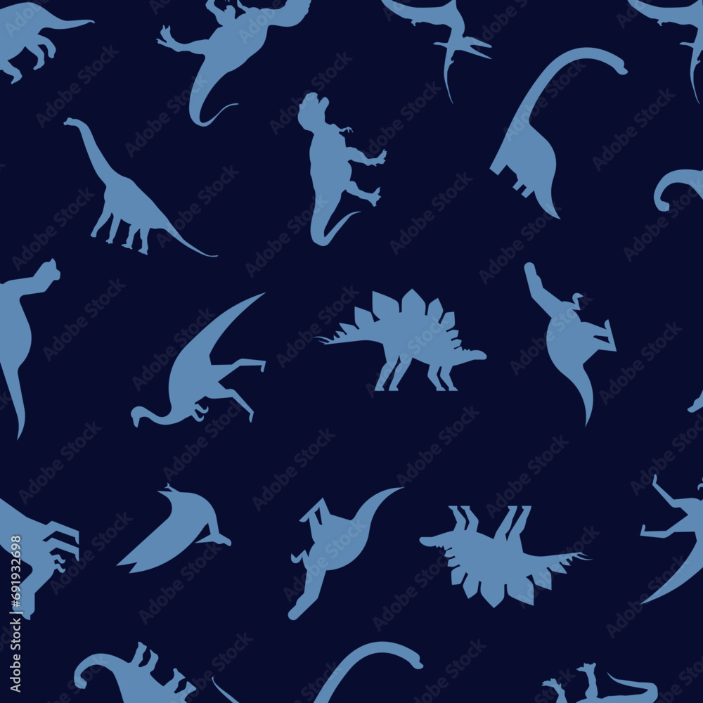 Fototapeta premium seamless pattern with blue dinosaurs