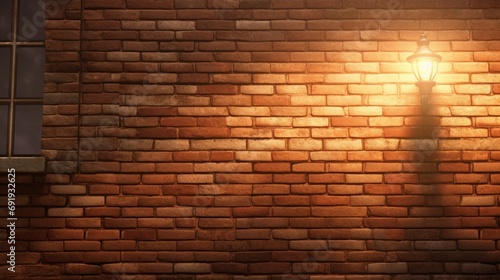  sunlight gently illuminates a brick wall  enhancing the warm tones and adding a natural glow to the architectural surface.