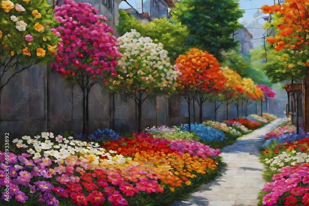 Vintage Multicolored Flowers of Paradise (JPG 300Dpi 10800x7200)