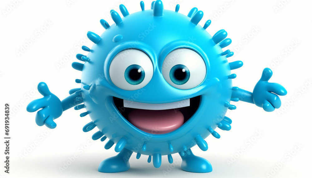 illustration of funny virus character with happy face