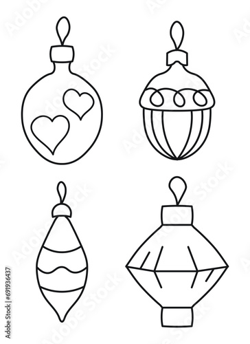 Sketch outline of Christmas tree decorations