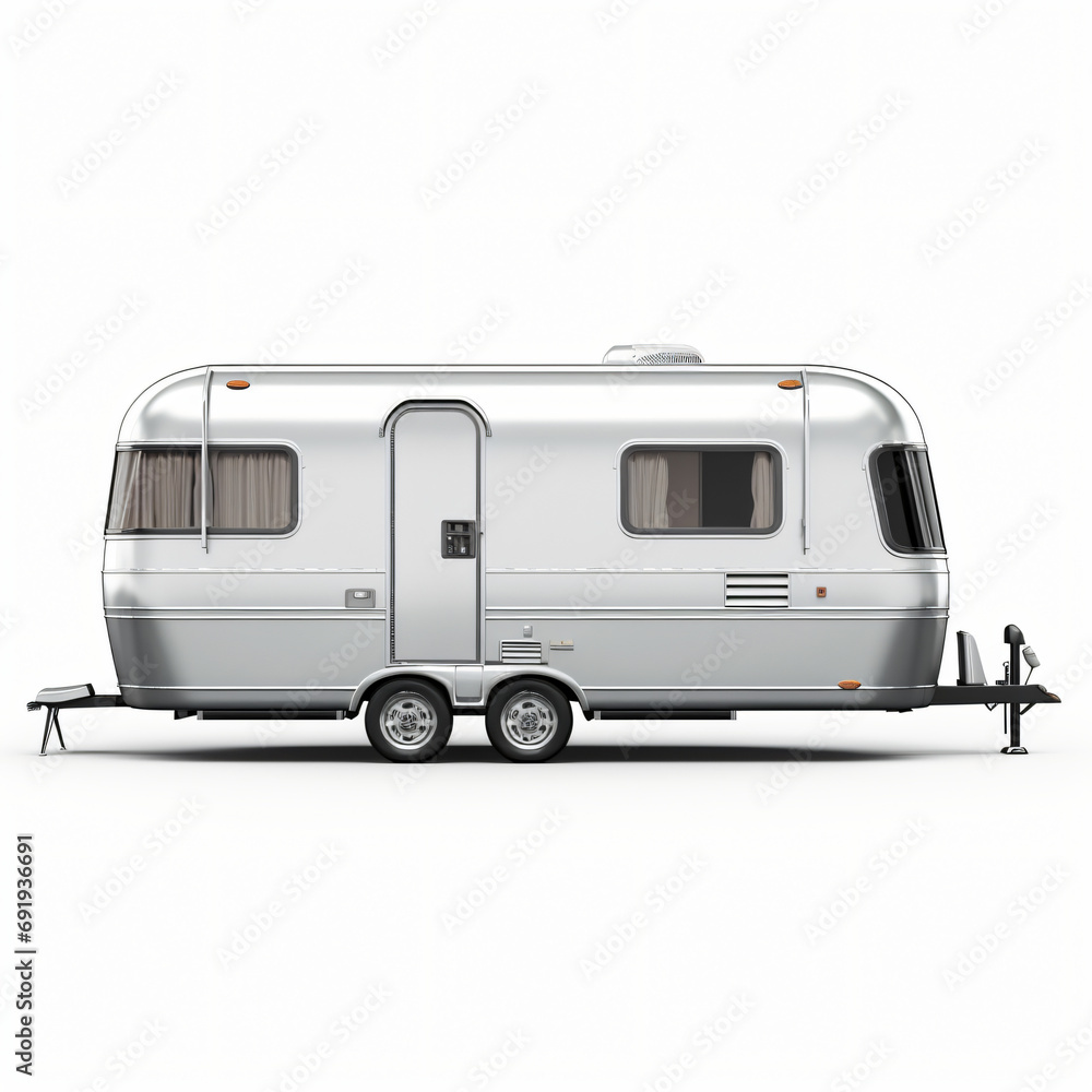 Glamping Travel Trailer Isolated on White Background